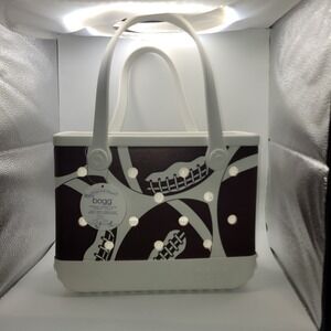 Bogg Bag Baby Bogg Tote Football Print Brown White Waterproof Beach Bag NEW